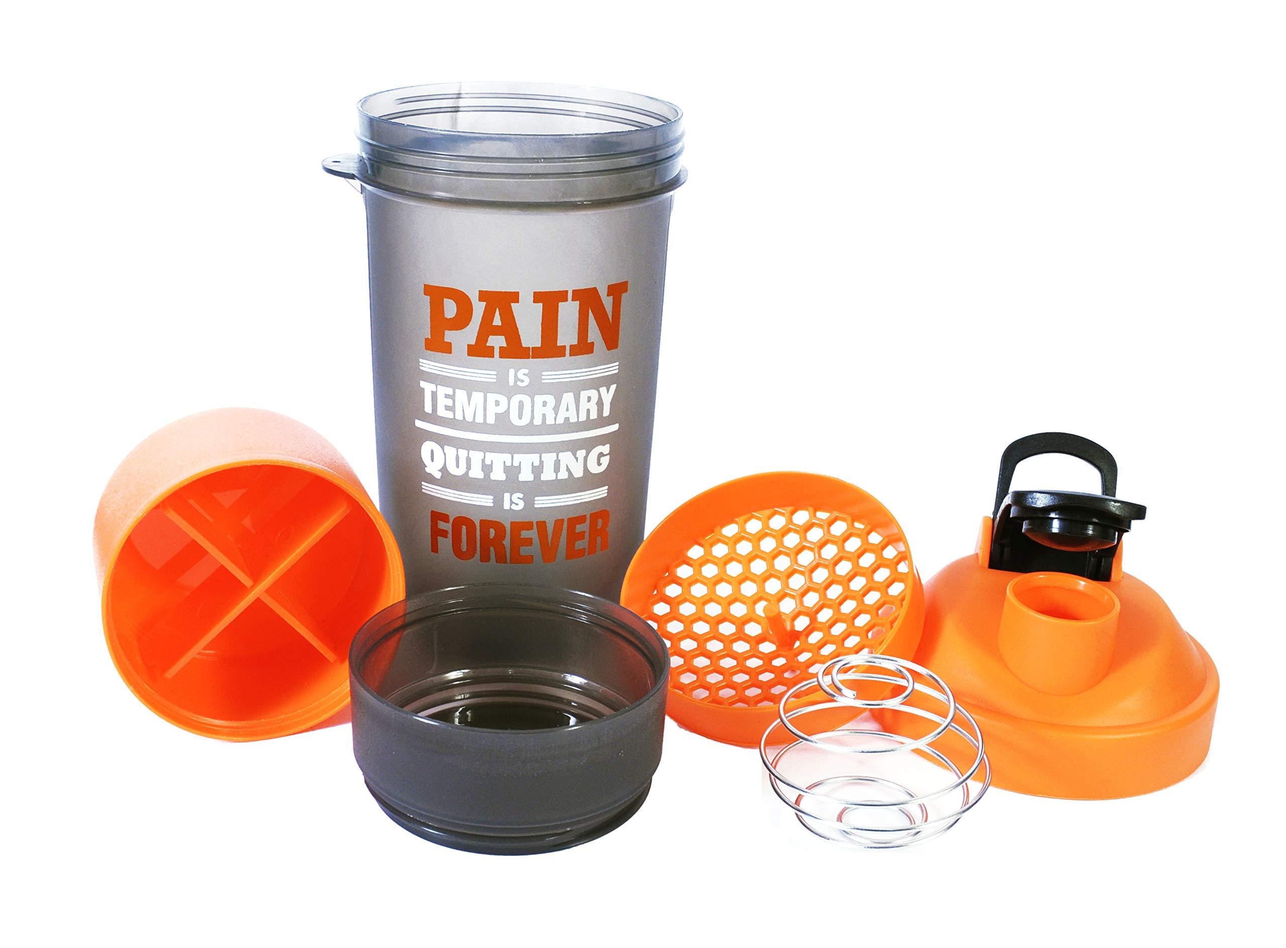 KAANTA CHAMUCH Protein Shaker Blender Bottle for Whey Protein Mix, Gym Water Bottle with Stainless Steel Blender Ball,with Extra Compartment, 100% Leakproof Guarantee, BPA Free Material 750 ML Multicolor