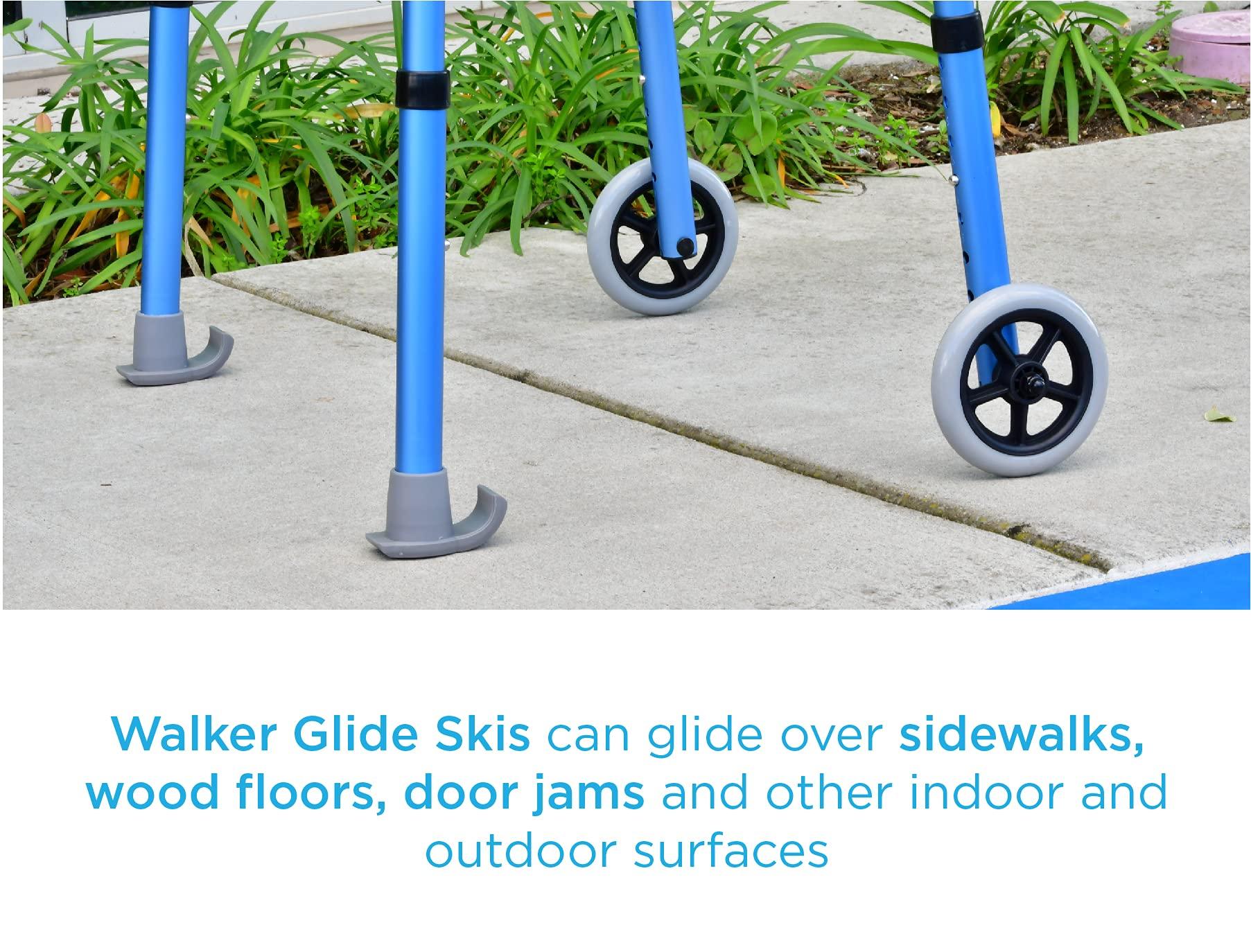Nova NOVA Medical Products Walker Glide Skis for Heavy Duty Walker, One Pair, Gray