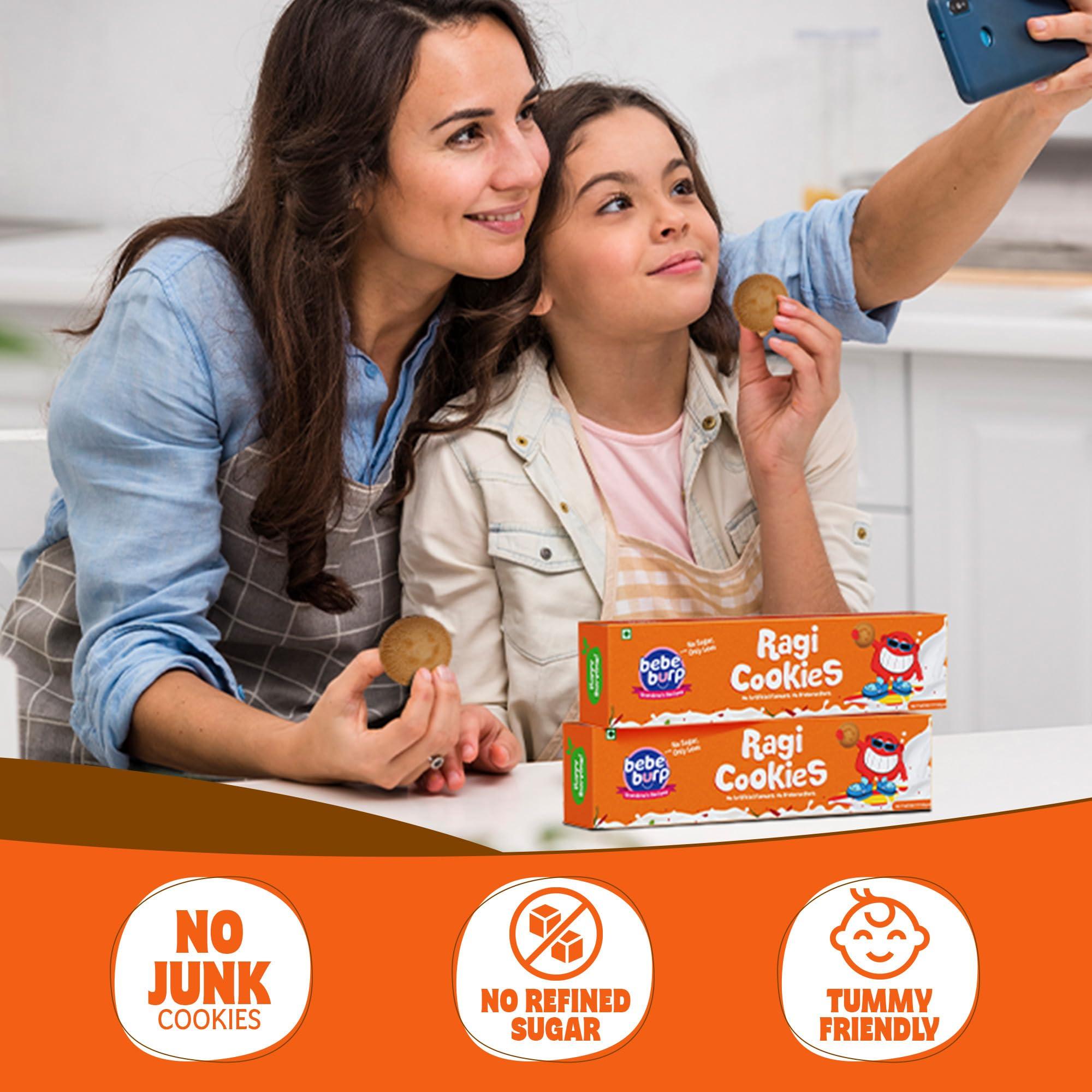 BE'BE' BURP BE\'BE\' BURP Ragi Cookies Combo Pack Of 2 -Tasty & Healthy Cookies For Childrens|No Artificial Preservatives & Flavours|Natural Sweetness Of Jaggery Biscuits (150G Each)
