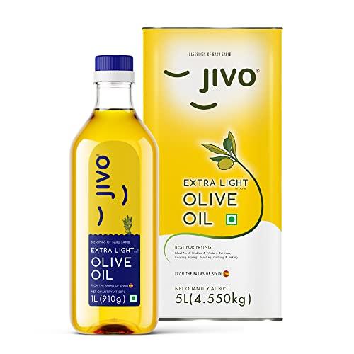 JIVO Jivo Extra Light Daily Cooking Olive Oil 5 LTR (Tin) + 1 LTR (Pet Bottle) | | Recommendable for Roasting, Frying, Baking All type of Cuisines| Low Saturated Fat, Low Saturated Fat (Pack of 2)