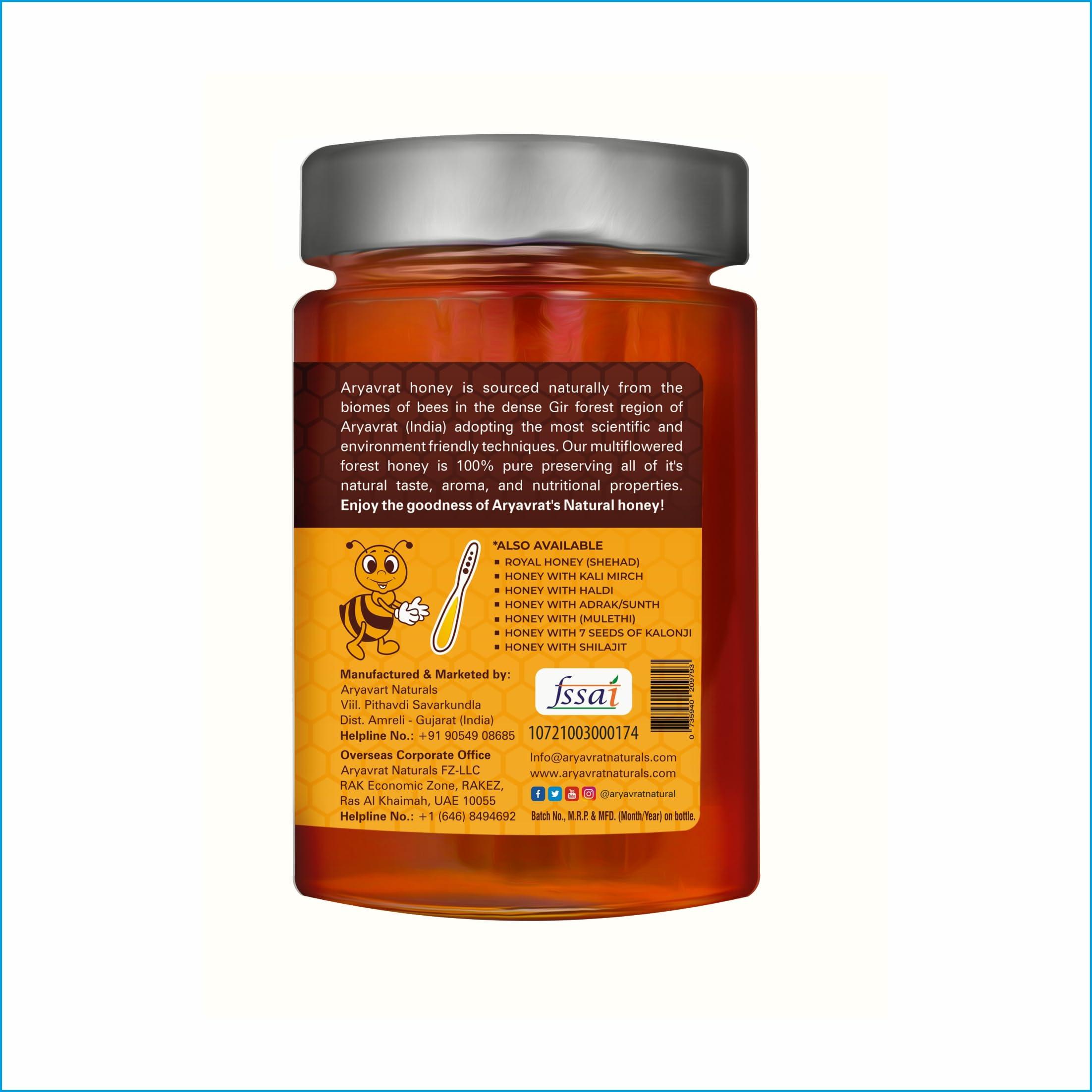 ARYAVRAT NATURALS ARYAVRAT NATURALS - Raw Organic Honey 500g Glass Jar | National & Unprocessed Honey | Original Multiflora Honey | 100% Pure Honey & Natural Immunity Booster - Unprocessed & Healthy