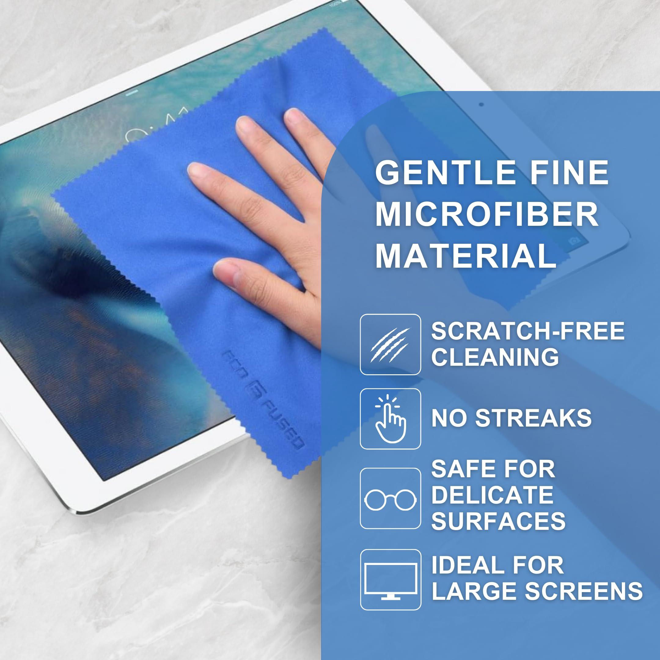 ECO-FUSED ECO-FUSED Large Microfiber Cleaning Cloths - 5 Pack - 8 X 8 Inch - Perfect for Wide Screen Tvs, Large Computer Monitors- Also for Cleaning Glasses, Camera Lenses, Laptops and LCD Screens