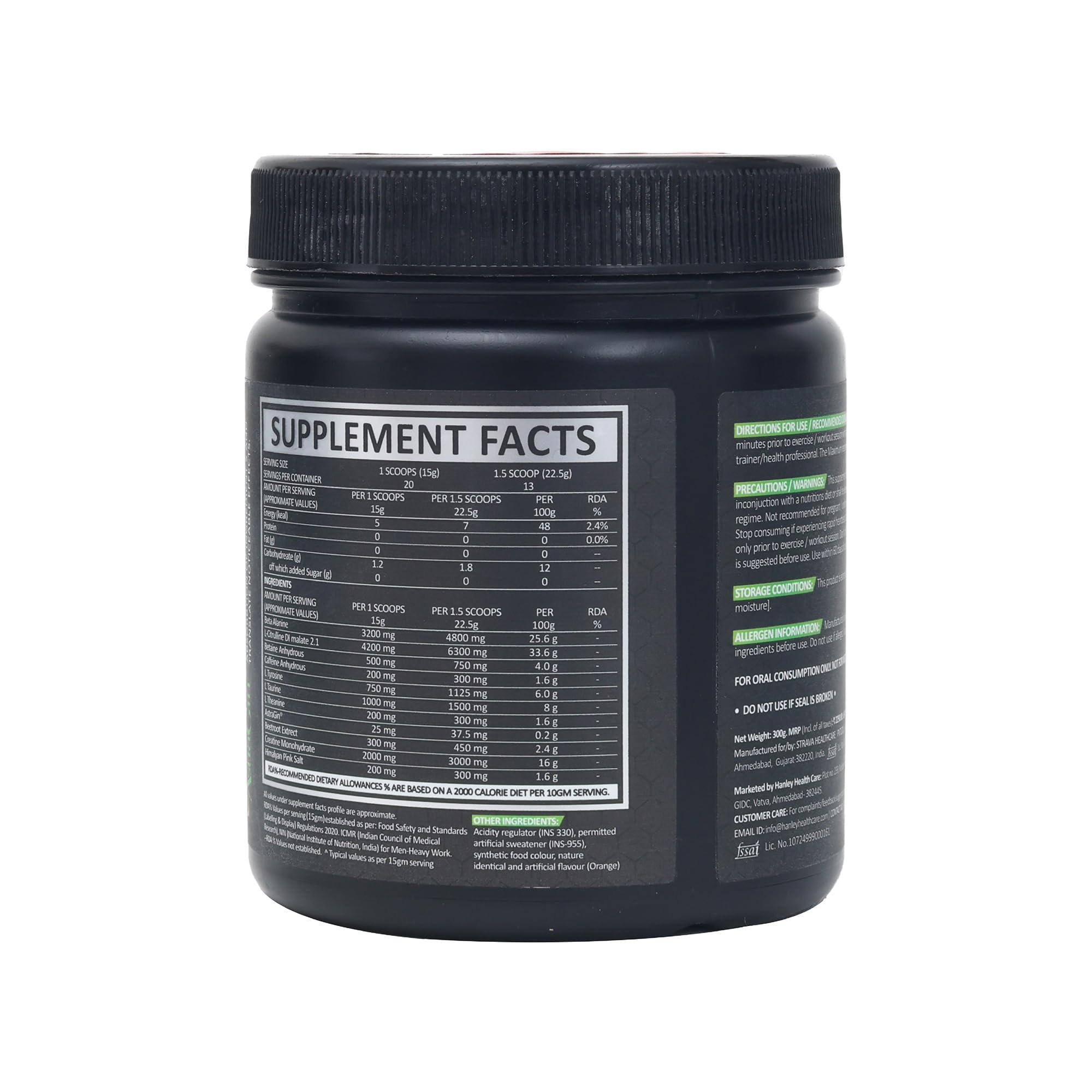 Hanley Healthcare Hanley Leo Pre-Workout with Astragin - Pre Workout Supplement for Men - Orange Flavor (20 Servings, 300g)