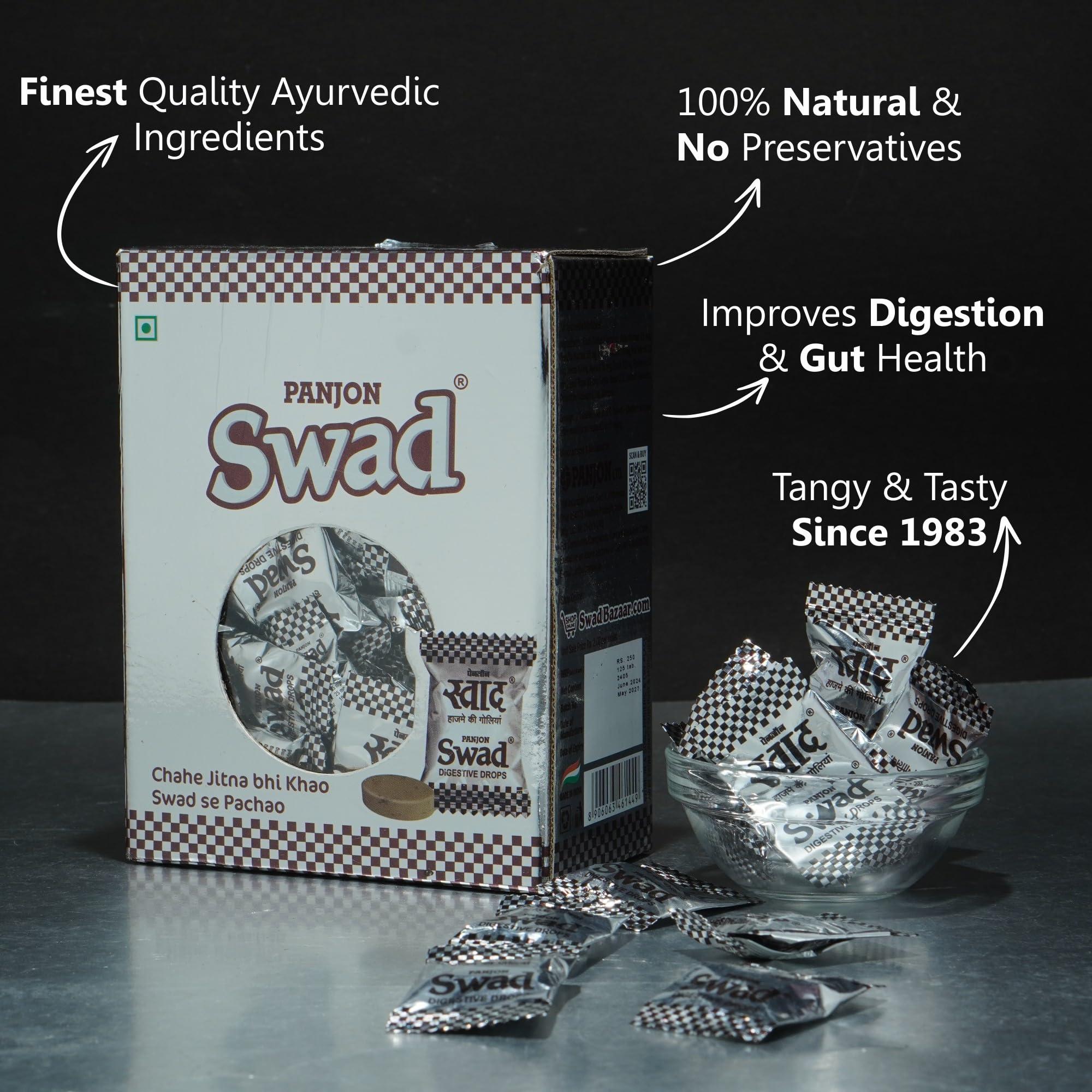 Swad Swad Digestive Drops Candy Gift Box (Original Flavour since 1986, Organic & Tasty) 125 Toffee x 1 Box Pack
