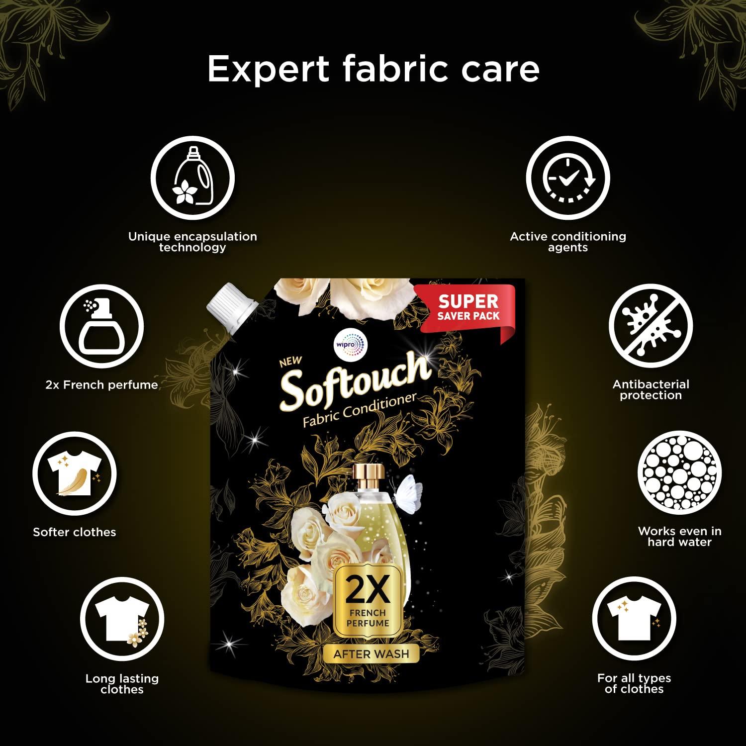 SofTouch SofTouch 2X French Perfume Fabric Conditioner 2 Litres, Liquid (Pack of 2)