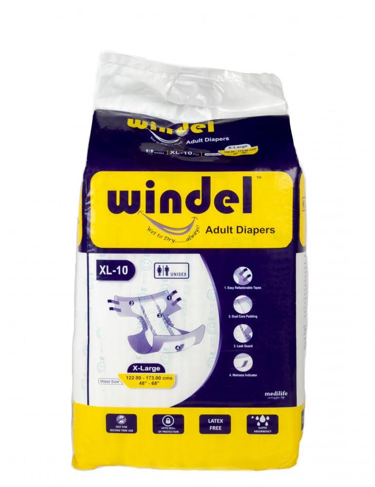 Generic Windel Adult Diaper Extra Large Size, 20 Count | Superior Odor-Lock Technology & Antibacterial Absorbent Core