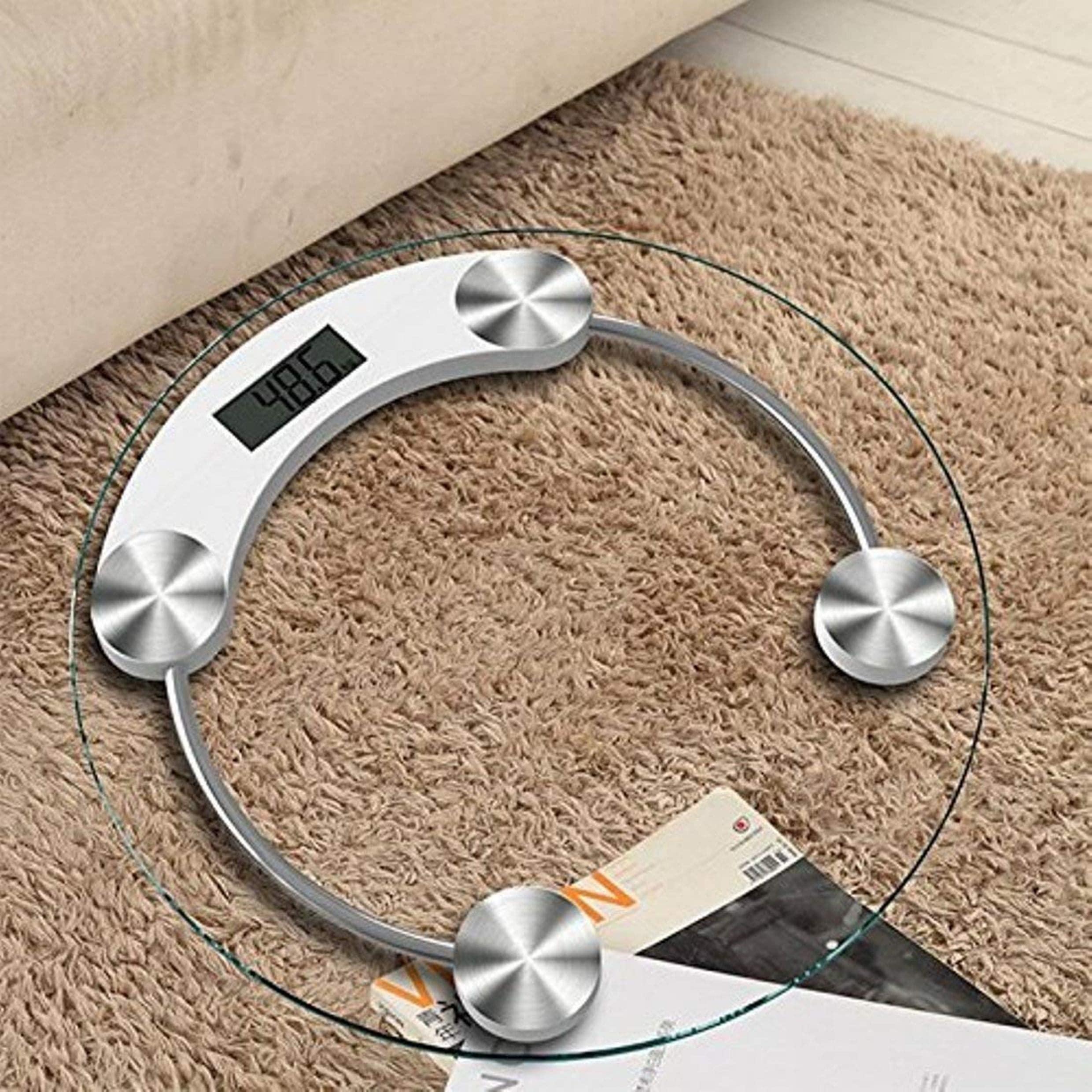 HNO-SALES HNO-SALES Digital Glass Weighing Machine Round Personal Weighing Scale for Home Use Weight Machine (Transparent)