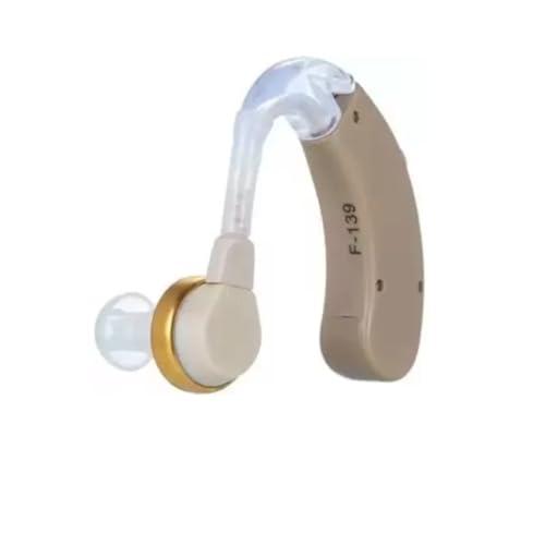 Aika AA Super Axon Hearing Aid with 3 Month Warranty and Free Special Power Kit Worth 499/- BTE Model Hearing Amplifier all Age Hearing Loss Ear (1 Pcs, Model-F-139m, Beige Color, For Single Ear)