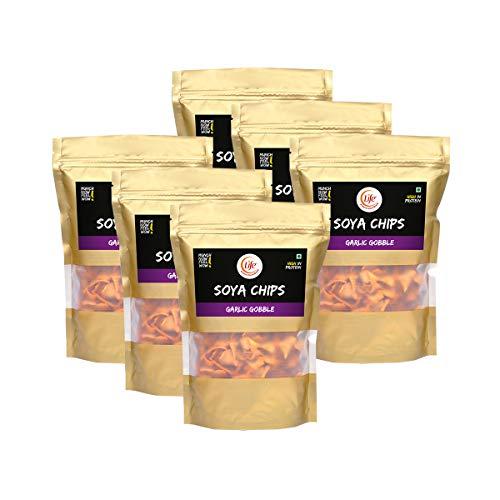 Life Life SOYA Chips Garlic Gobbles 100g Each Healthy Snacks and Namkeen Pack of 6