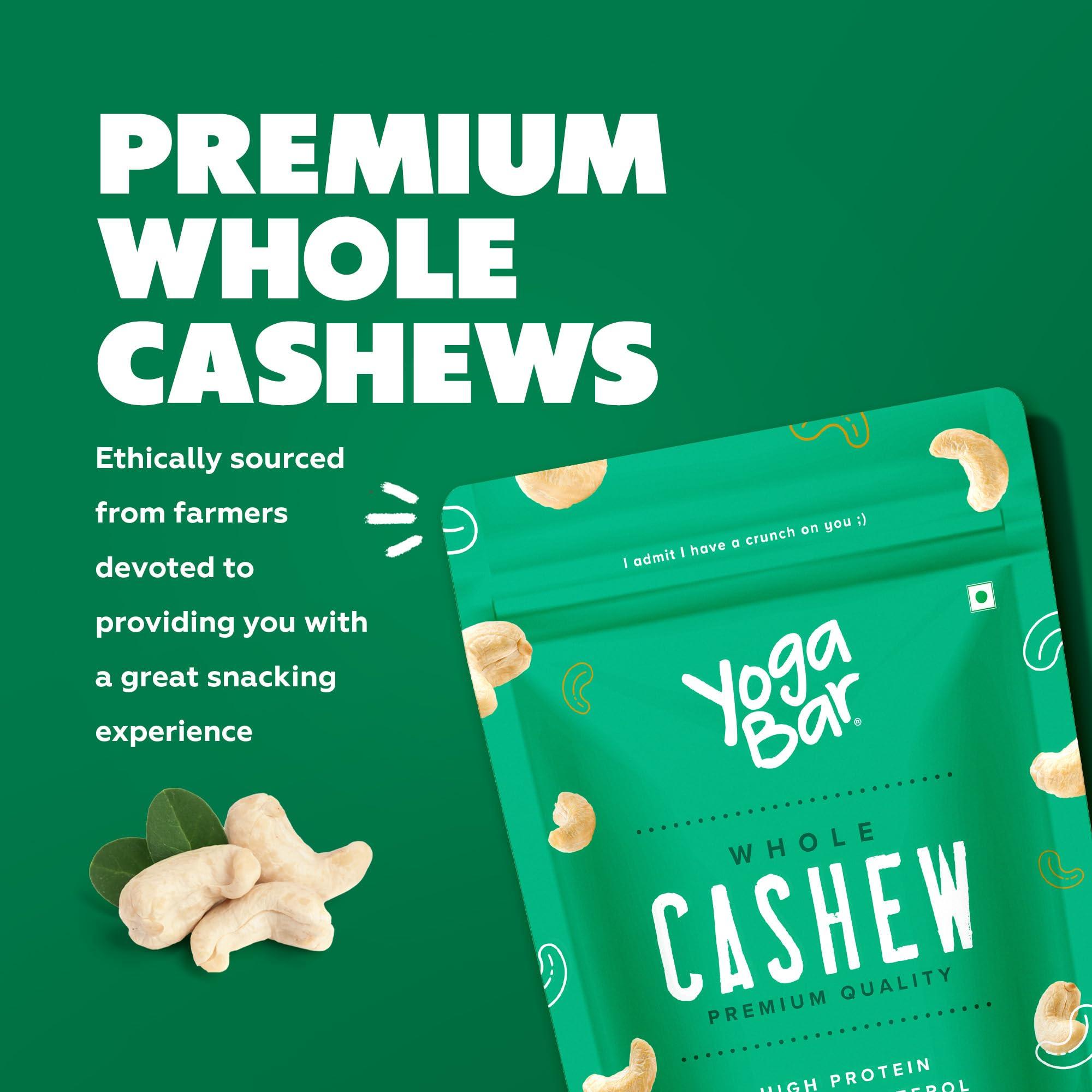 Yogabar YogaBar Premium Cashews 1kg | Whole 320 Kaaju| 100% Natural King Size Crunchy Kaju | Premium Nuts & Dry Fruits | Rich in Fibre, Vitamin E, K, B6 | Boost Immunity| Healthy Snacks | Dry Fruit Gift Pack