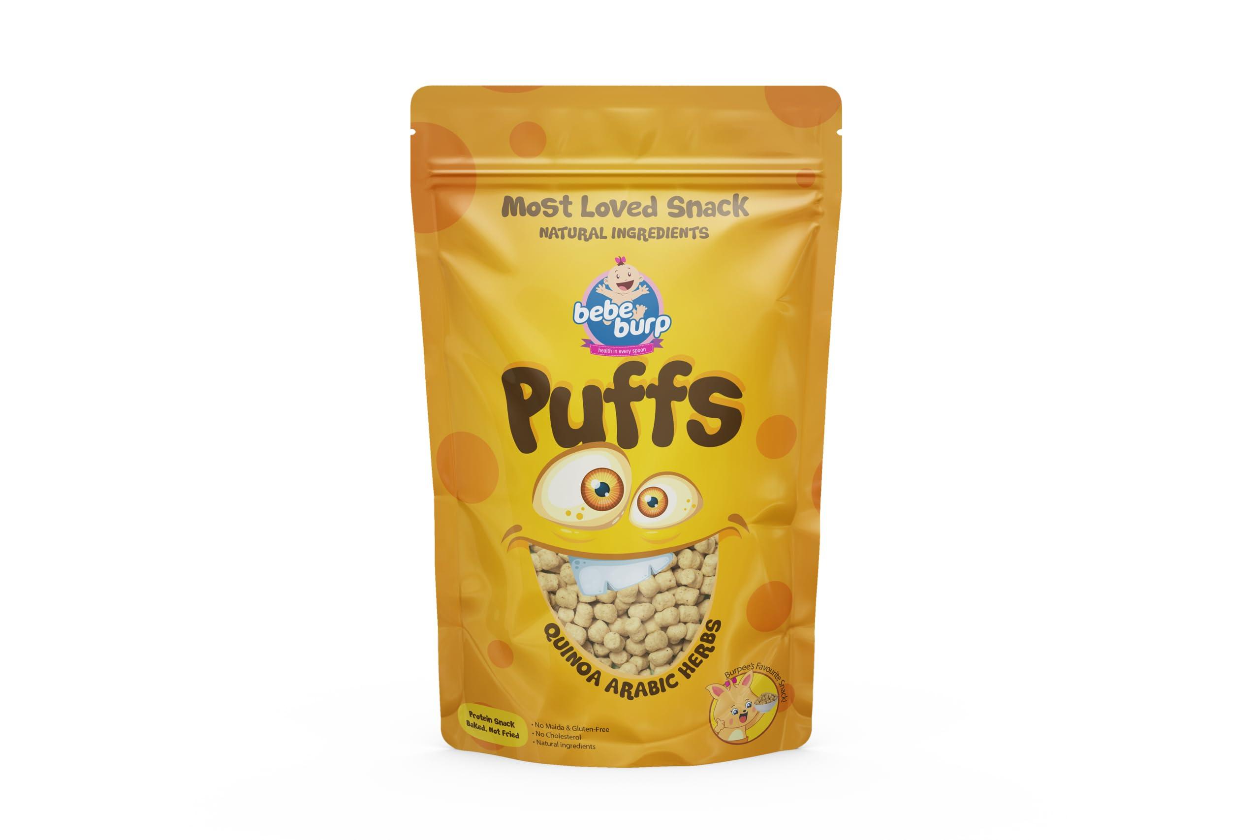 BE\'BE\' BURP BE\'BE\' BURP Healthy Puff Snacks | Quinoa Arabic Herbs | Baked Puffs, Not Fried, Protein Snacks | No Maida & Gluten-Free | Travel-Friendly | 35gms Each (Pack of 4)