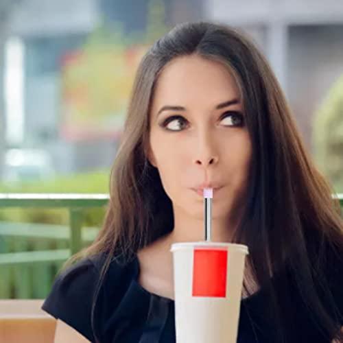 Ironctic Foldable Straw, Easy to Clean Durable Telescopic Drinking Straw with Brush for Drinks for Coffee(Lavender)