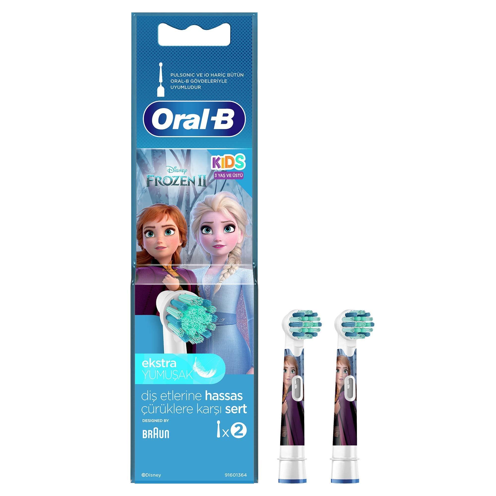 Oral-B Oral B ORIGINAL Kids Rechargeable Electric Toothbrush Soft Replacement Brush Heads [10X POWERFUL THAN COMPATIBLE PRODUCTS], Frozen Characters, 2 Refills, Deep clean between teeth
