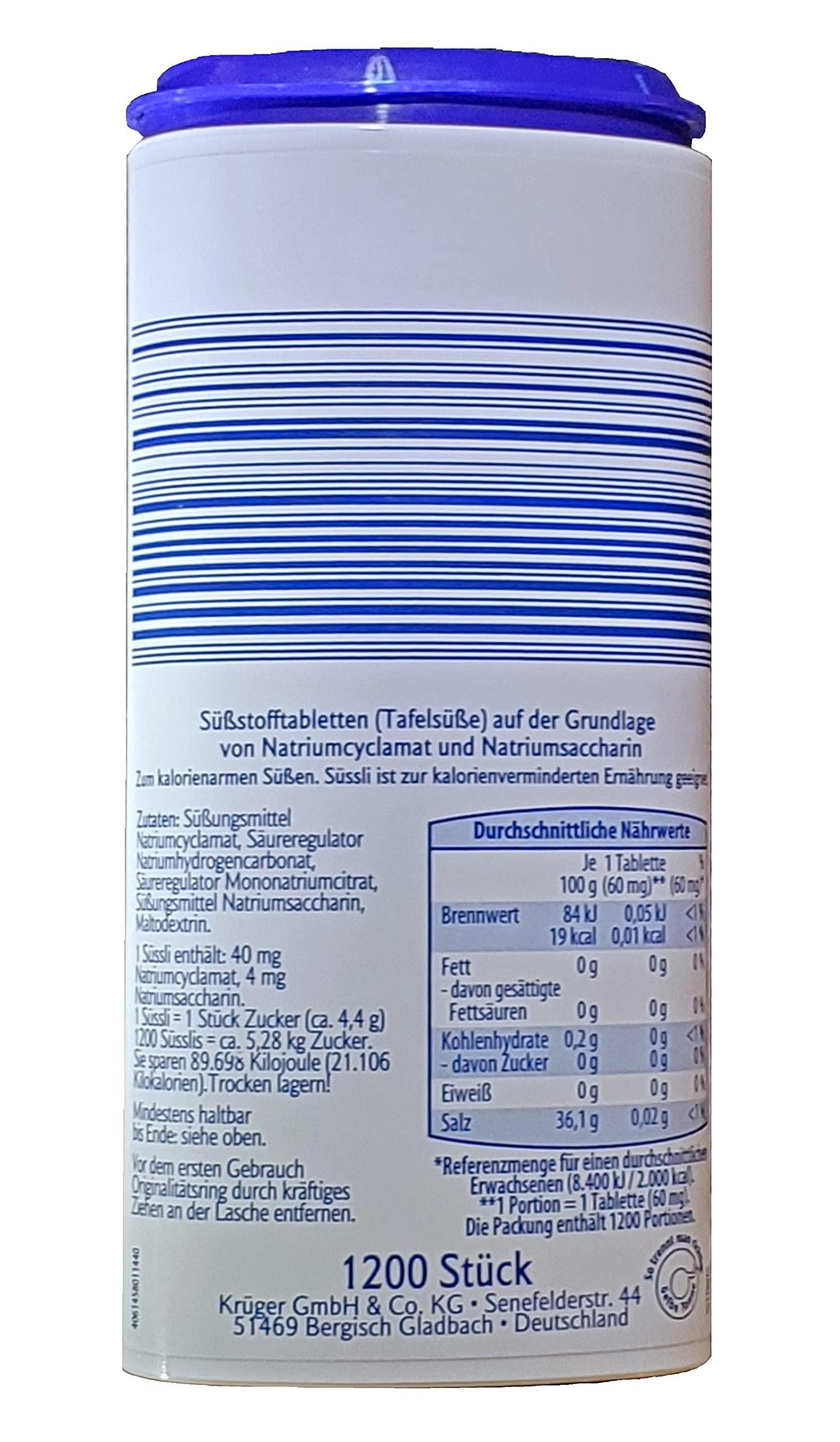 Suessli sssli suessli German Sweetener Tablets 1200pcs in Dispenser