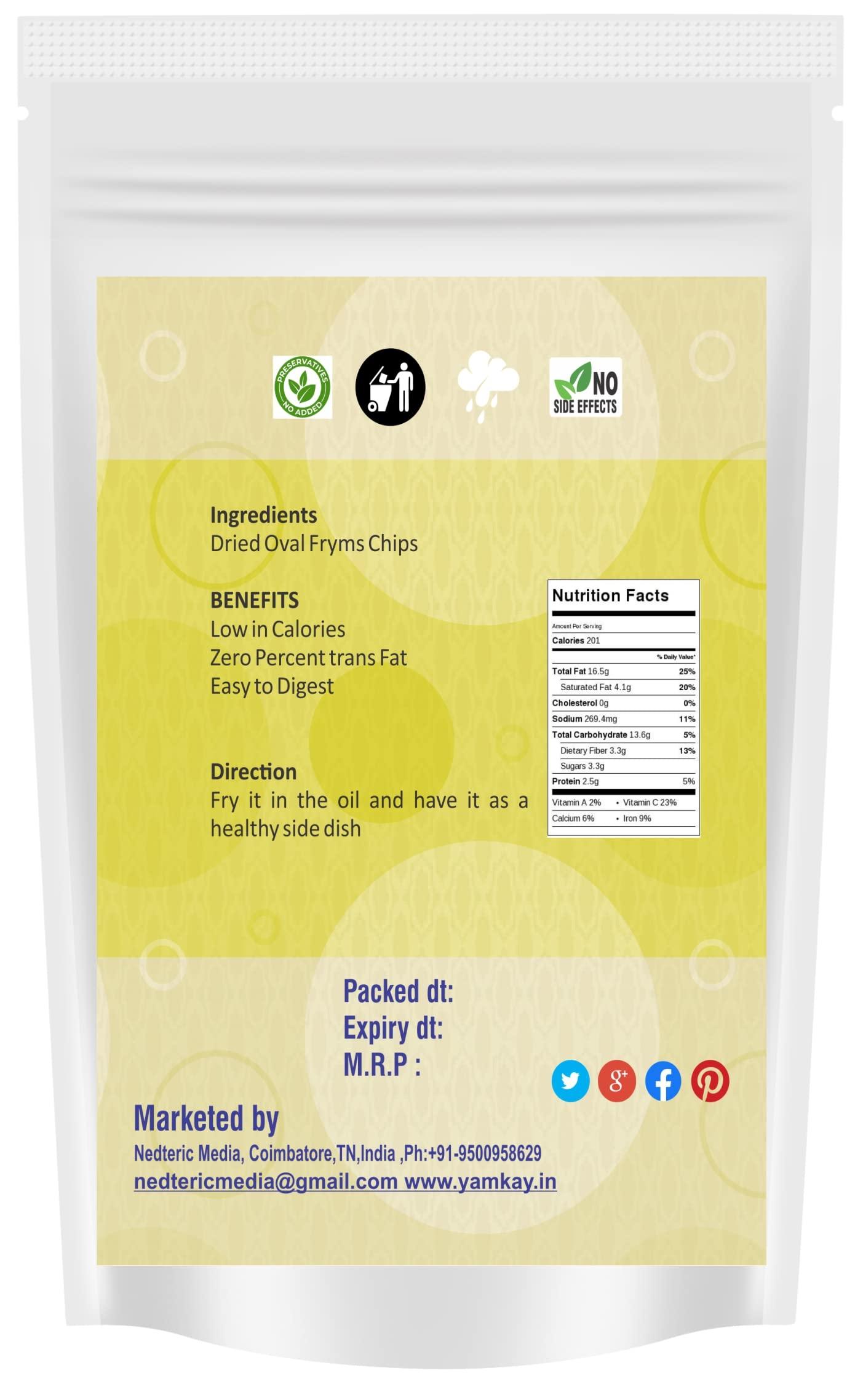 YAMKAY Yamkay Homemade Fryum Snacks Dried Oval Fryums Chips Papad Chips Fry Or Microwave Vegetarian Tasty Healthy Snacks 250 gm