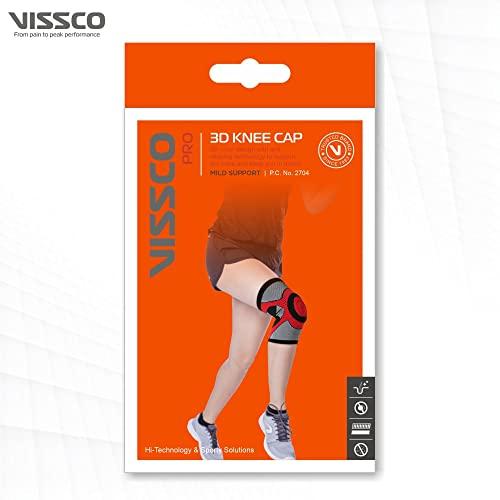 Vissco Vissco 3D Knee Cap (Mild Support), Knee Support for Pain Relief, Knee Injury, Braces for Walking, Running, Gym, Workout, Weightlifting (Single)- Medium (Grey)