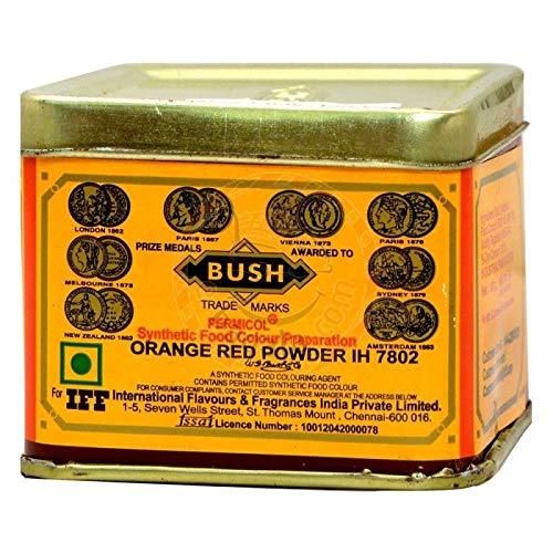 BUSH BUSH Synthetic Orange Red Food Colour Powder ( IH7802 , 100gms Tin)