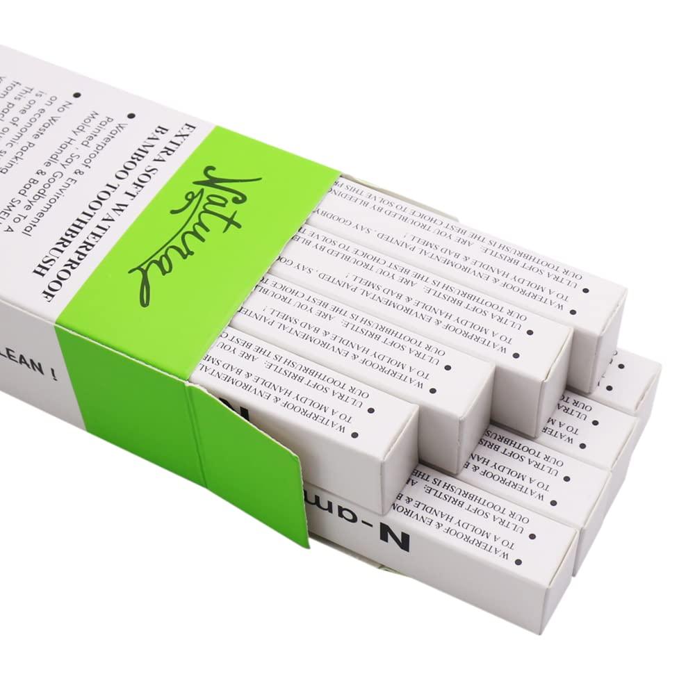 N-amboo N-amboo Super Soft Toothbrush Bamoo Toothbrush 10000 Nano Bristles White Extra Soft Bristles Pack of 8