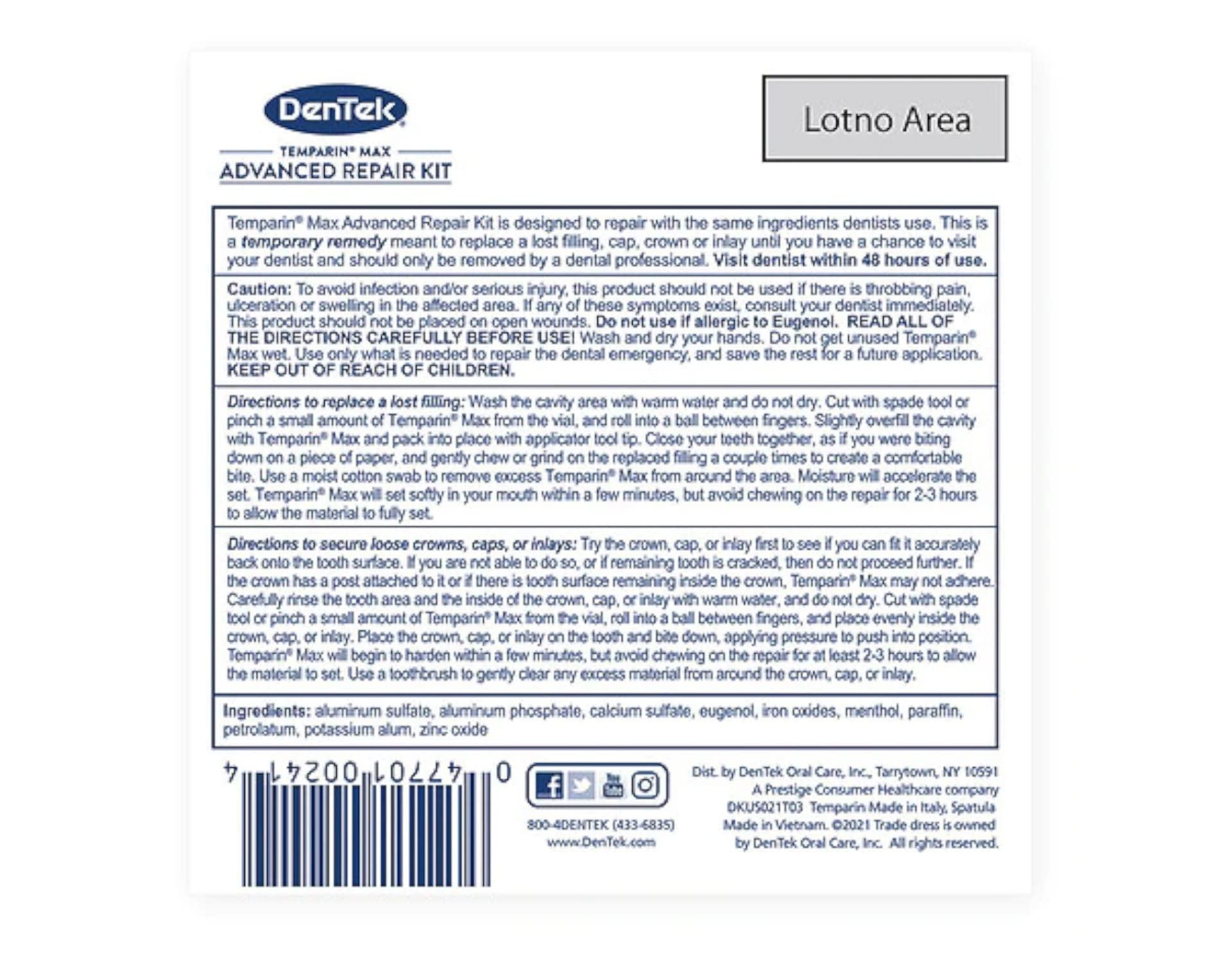 DenTek DenTek Temparin Max Lost Filling and Loose Cap Repair Kit | One Step Formula | 5+ Repairs | 0.04 Ounces | 6-Pack