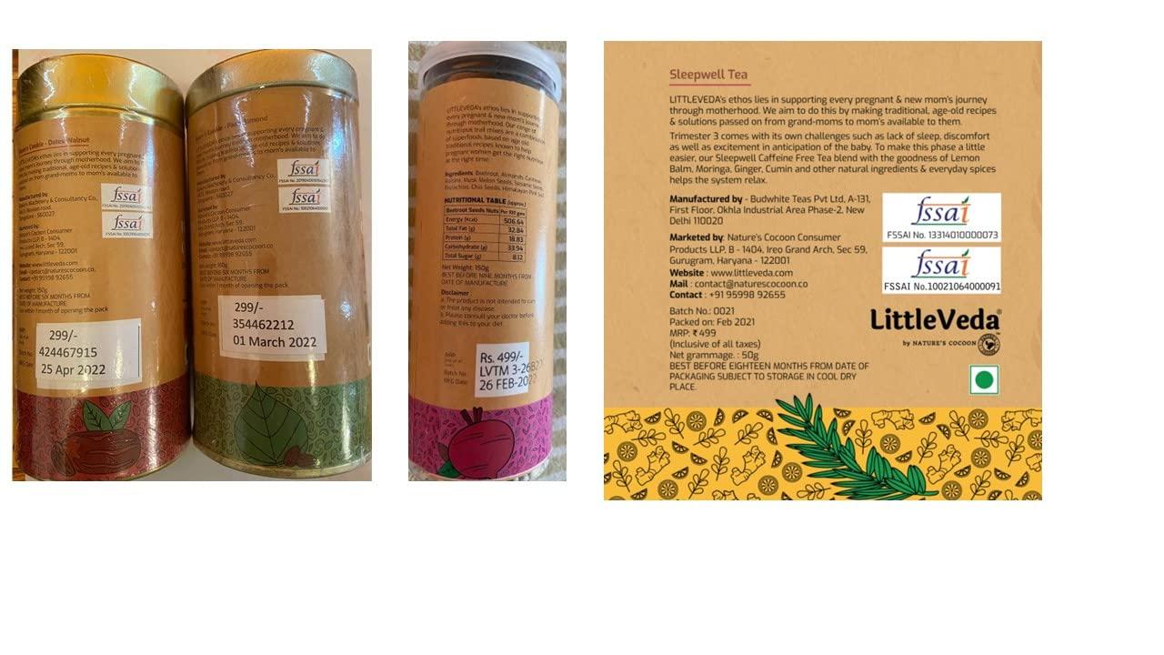 LittleVeda LittleVeda Pregnancy Gift Hamper (Pregnancy Trail Mix, Pregnancy Cookies & Sleepwell Tea) - For Pregnant Women, Trimester 3 (6-9months), Mothers Day Gifting