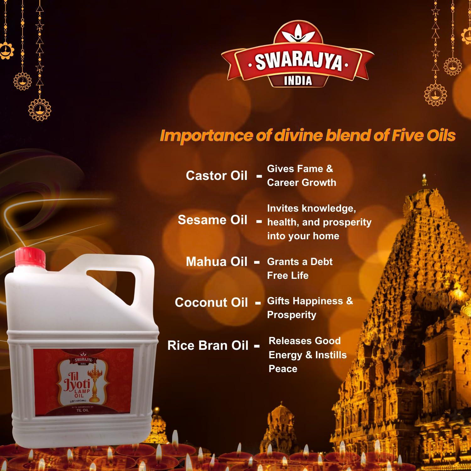 Swarajya India Swarajya India TIL JYOTI Lamp Oil | Jasmine Fragrance | Sacred Aroma for Spiritual Rituals | 5 Litre