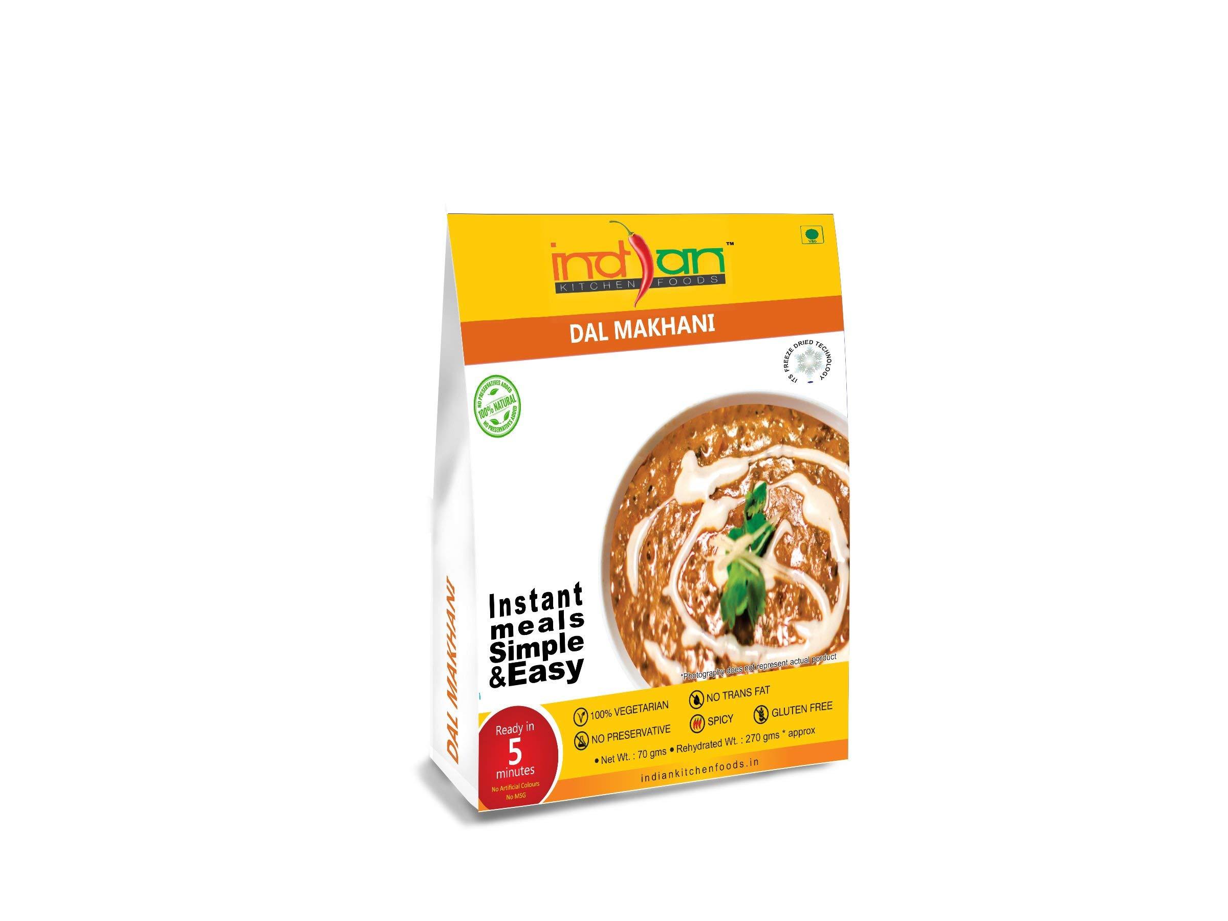Indian Kitchen Foods Indian Kitchen Foods Freeze Dried Gluten-Free Ready to Eat Food | Instant Vegetarian Meal - Jain Dal Rice Combo (2xJeera Rice, Dal Fry and Dal Makhani), Pack of 4