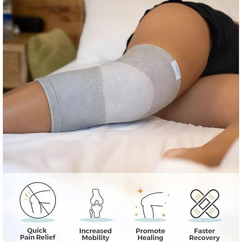 Generic Esenki Orthopedic Pain Relief Bamboo Yarn Knee Support Cap Brace/Sleeves Pair For Sports, Pain Relief, Exercise,Cycling,Knee Cap Guard Brace Knee Support For Men & Women-Medium (Pack Of 1 Pair, Grey)