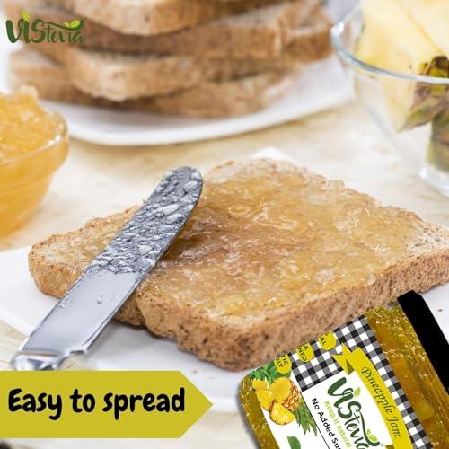 VISTEVIA Vistevia Sugar Free Pineapple Jam, Diabetic and Keto Friendly - Sweetened Naturally with Stevia, More Than 60% Pineapple Content - Tastes Delicious - Pack of 1 (220GM)