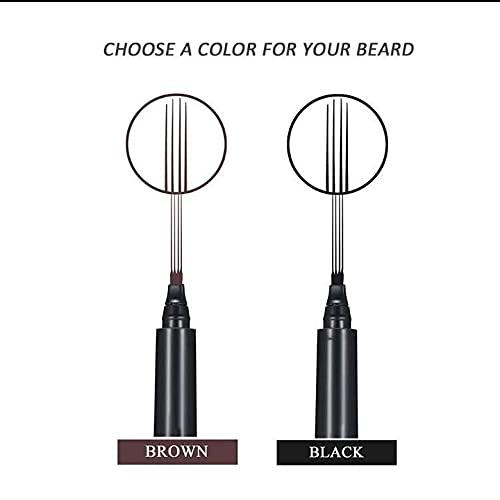 Barbarian BARBARIAN Beard Filler Pen Kit Shape Fill and Edge all at once Last All Day 4 Tip Pen W Brush Waterproof and Sweatproof (Black)