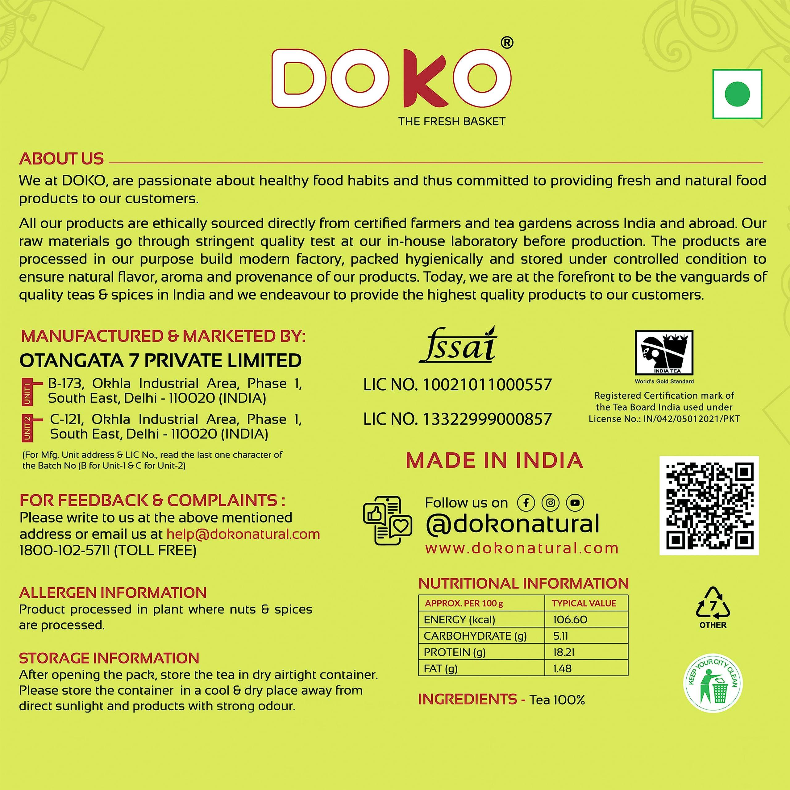 DOKO THE FRESH BASKET DOKO THE FRESH BASKET Doko Classic Kadak Chai Strong Black Tea Granules(900 Gm) Rich In Aroma With Finest Taste 100% Tea Ingredients Blended With Assam Tea Darjeeling&Dooars,Freshness Of Garden