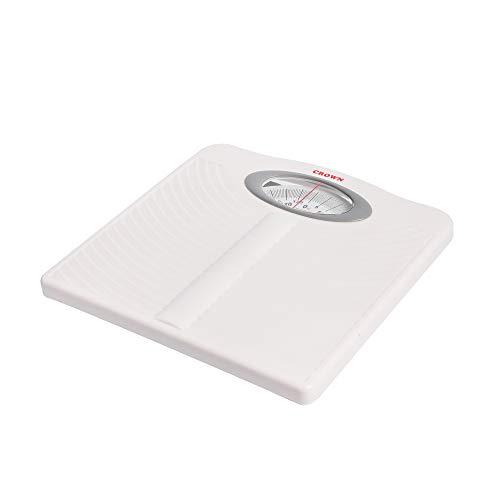 CROWN CROWN Diamond Deluxe Personal Bathroom Weighing Scale For Human Body, Mechanical Manual Analog Weighing Scale upto 130 kgs capacity (White)