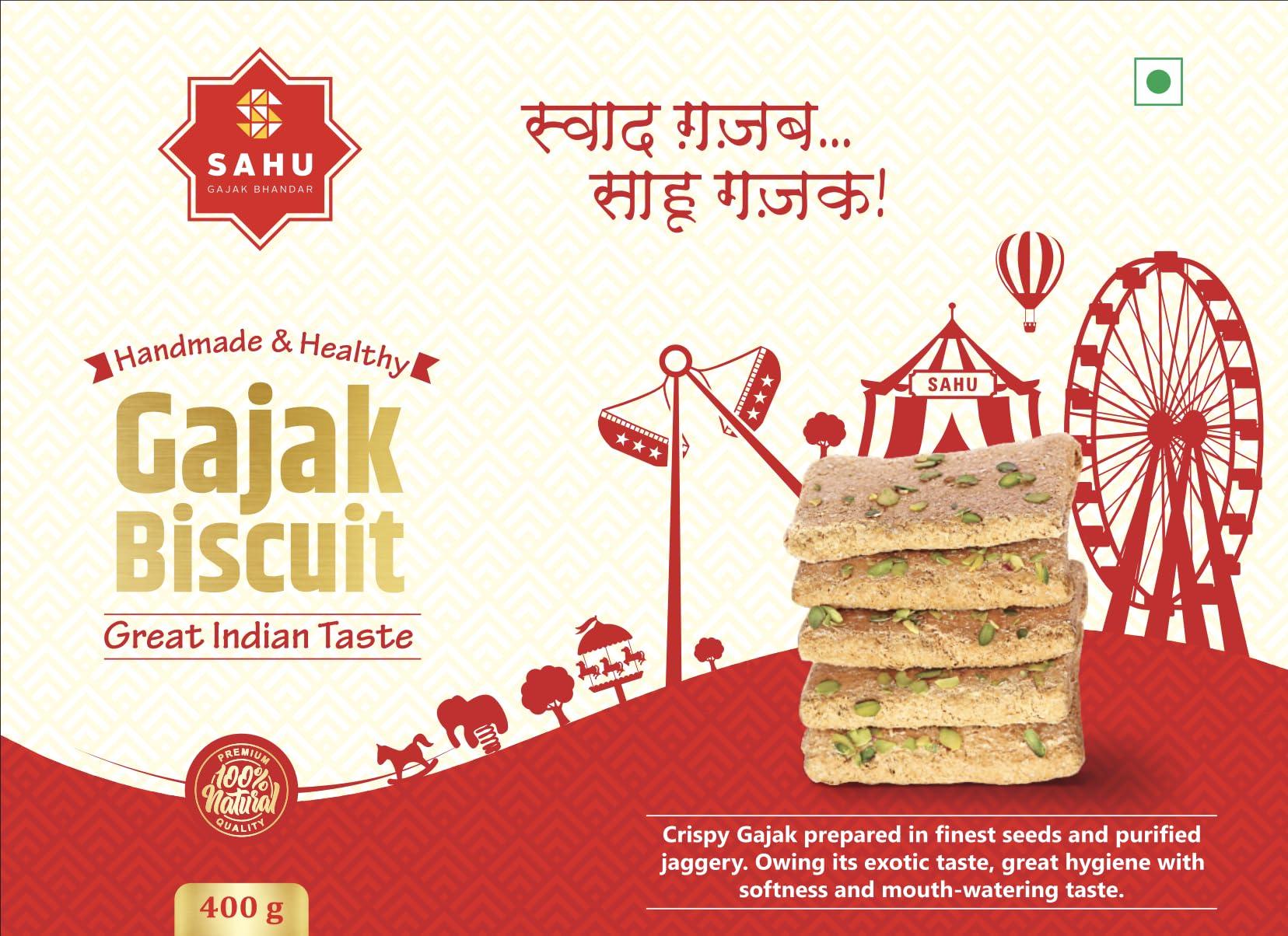 SAHU GAJAK BHANDAR SAHU GAJAK BHANDAR Khasta Gazak 400 Gm Gajjak | Sesame Chikki | Tilkut Sweets | Gachak | Gazzak | No Preservative And Liquid Glucose