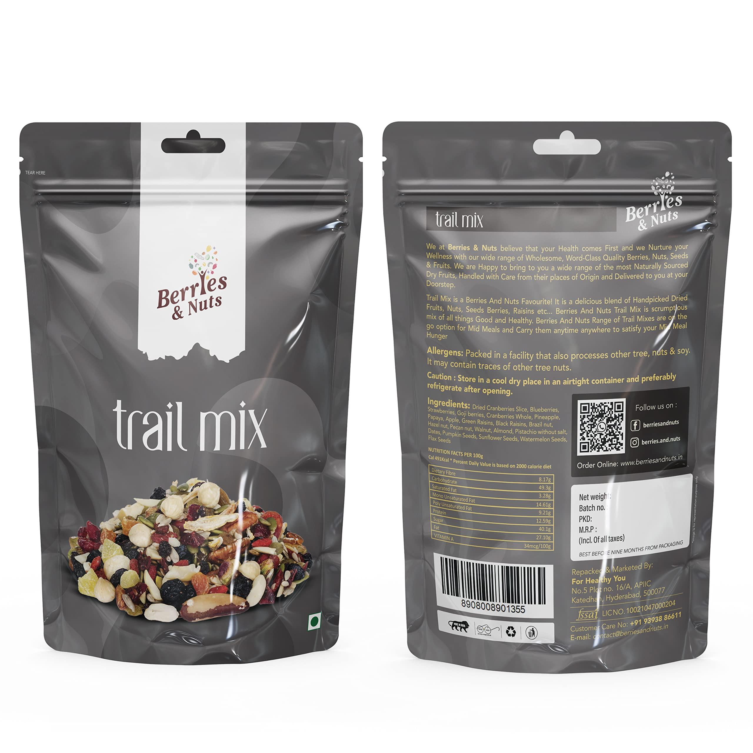 Berries And Nuts Berries And Nuts Mixed Berries, Nuts and Seeds - Super Trail Mix | 20 + Varities of Assorted Dry Fruit Mix with Berries, Nuts, Seeds & Fruits as Immunity Booster | 200 Grams