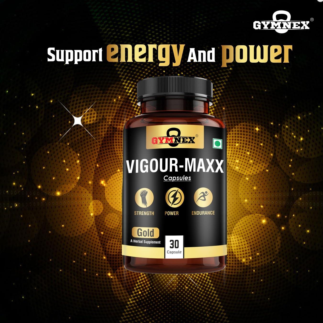 GYMNEX GYMNEX Vigour maxx Shilajit/Shilajeet Gold Capsules Helps To Boost Performance, Power, & Endurance With- Ashwagandha, Safed Musli, Shatavari | Himalayan Shilajit