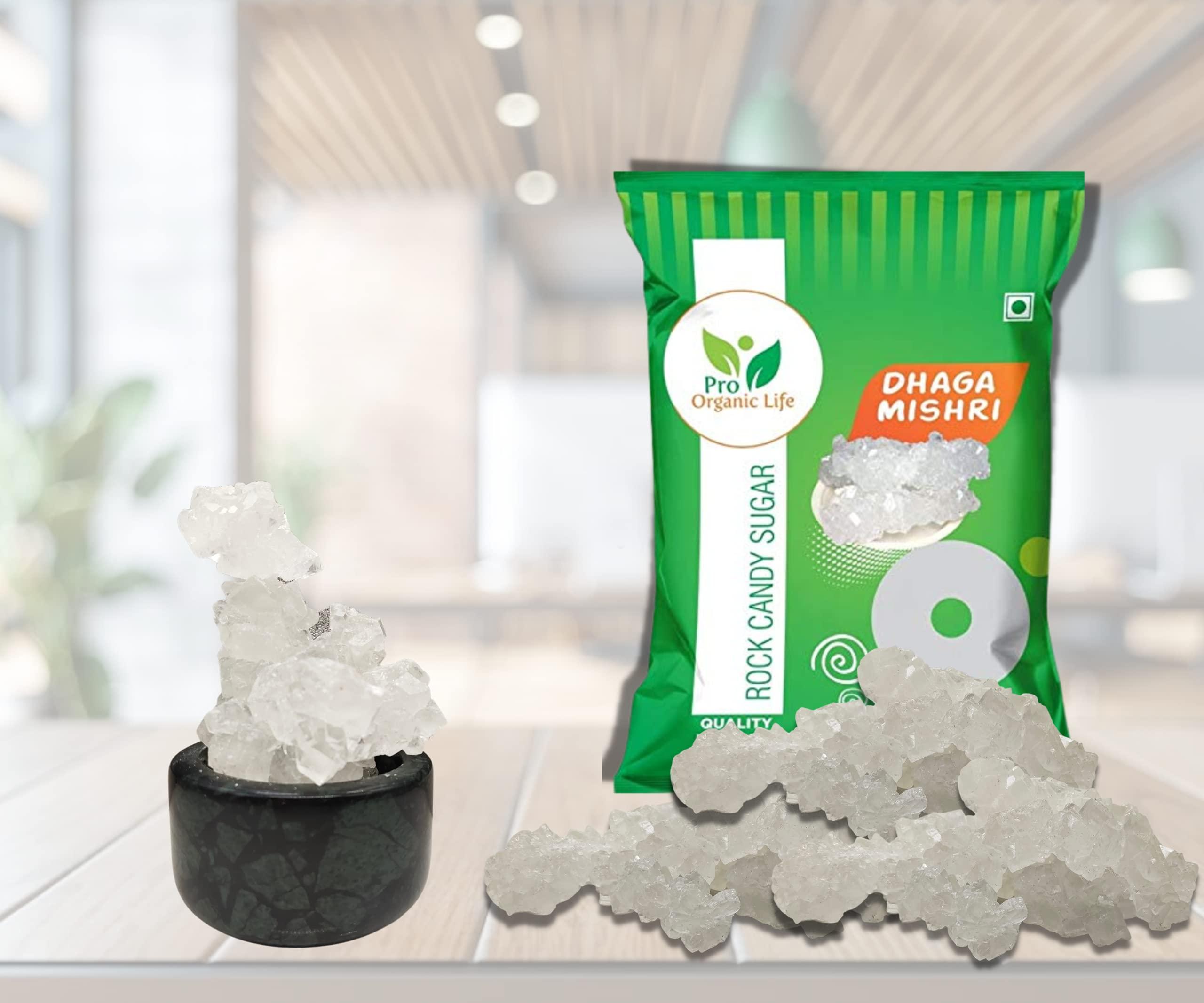 PRO ORGANIC LIFE Pro Organic Life Dhaga Mishri - 2 kG - Rock Sugar - Thread Mishri | Mishri Candy | Crystal Sugar | Rock Candy Sugar