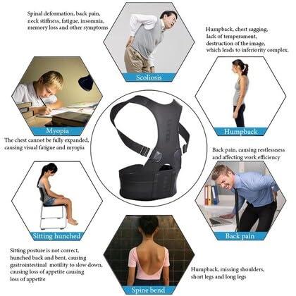 XSOURCE XSOURCE Back Support Belts Posture Corrector Back Brace, Improves Posture and Provides For Lower and Upper Back Pain Men and Women, Back Support Belt For Back Pain,(Black) SH24 (Large, 88-97cm)