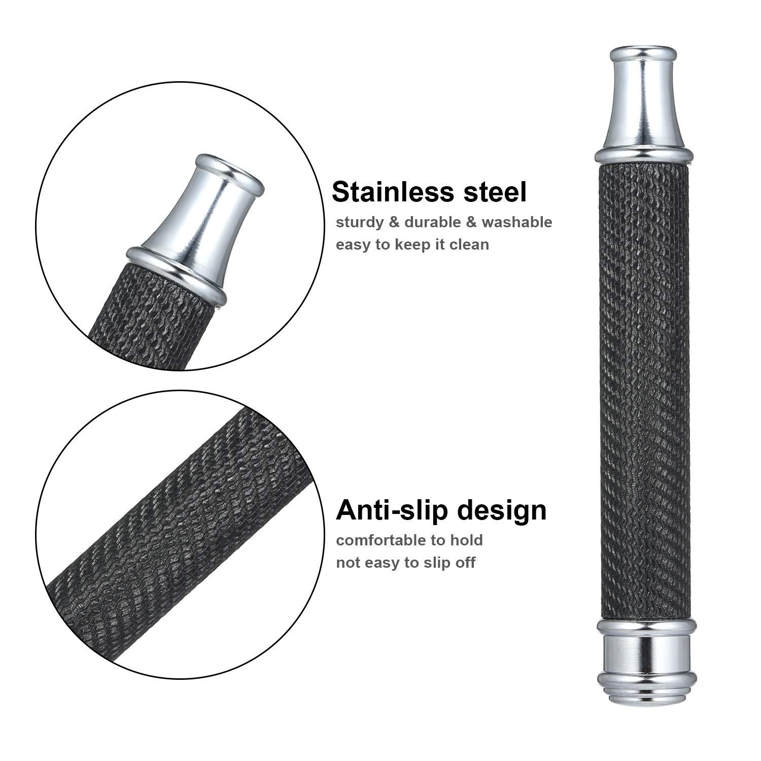 Honeytecs Honeytecs Stainless Steel Shaving Handle for Double Edge Shaving Razor Safety Replacement Beard Razor Handle Grip Manual Mustache Removal Shaving Tool Accessories