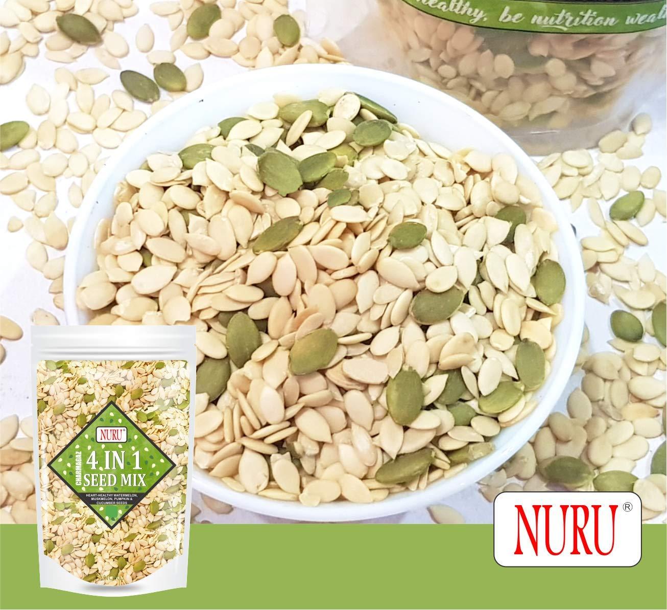 NURU Nuru Healthy Seed Mix Charmagaz ( Watermelon Seeds , Pumpkin Seeds , Muskmelon Seeds , Cucumber Seeds ) All in one (200)