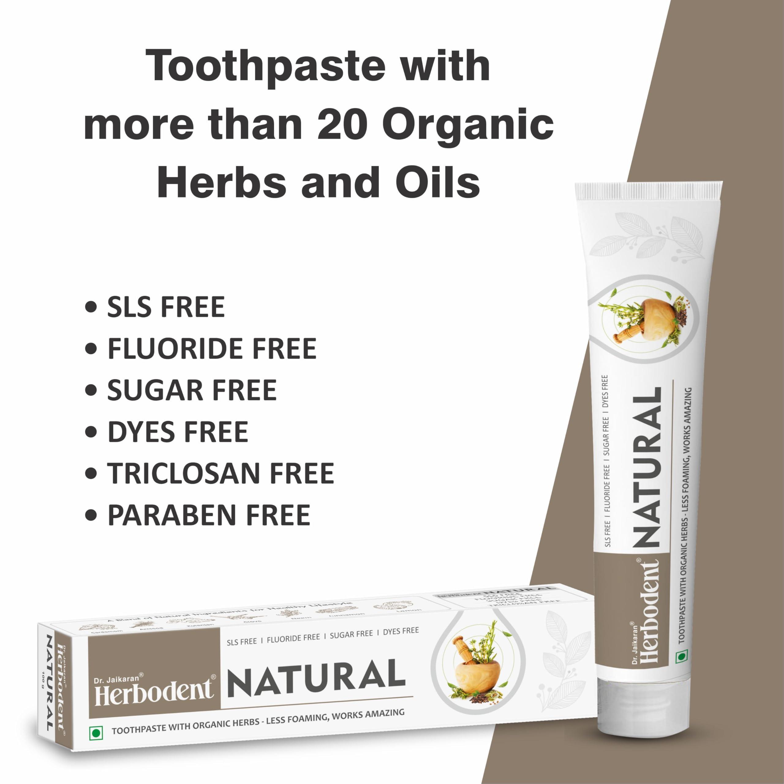 Herbodent Herbodent Natural Toothpaste - 100g Pack of 2 | Less Foaming, Works Amazing | SLS Free | Fluoride Free | Herbal Toothpaste with Neem, Clove & More Herbs