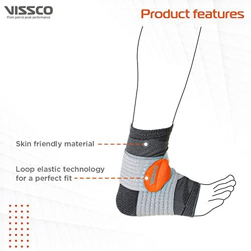Vissco Vissco Ankler, 2 in 1 Anklet + Binder, Provides support & stability to the ankle for Sprain, Swelling Muscle & Ligament Injuries, Sports Injury- Small (Grey)