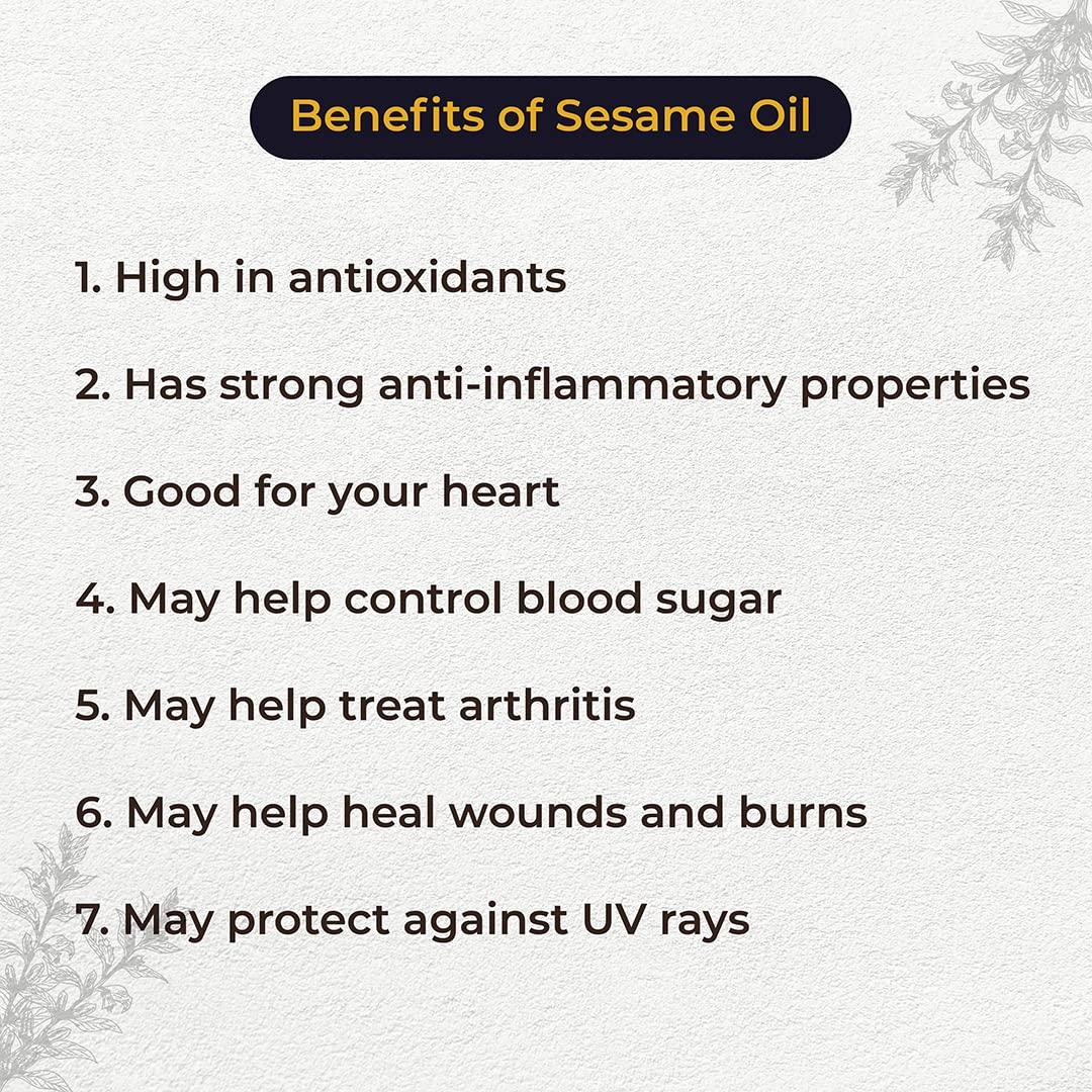 VEDCARE Vedcare Virgin Cold Pressed Black Sesame Seed Oil/Til ka Tel for Cooking, Diet, Hair & Body Massage (1 Liter)