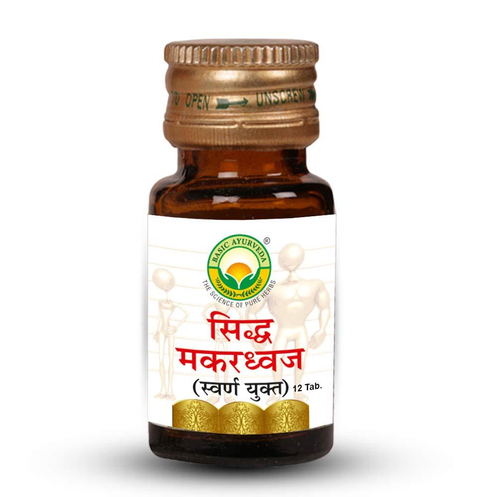 BASIC AYURVEDA BASIC AYURVEDA Sidh Makardhwaj Ras With Gold & Pearl 12 Tablets | Ayurvedic Supplements For General Weakness
