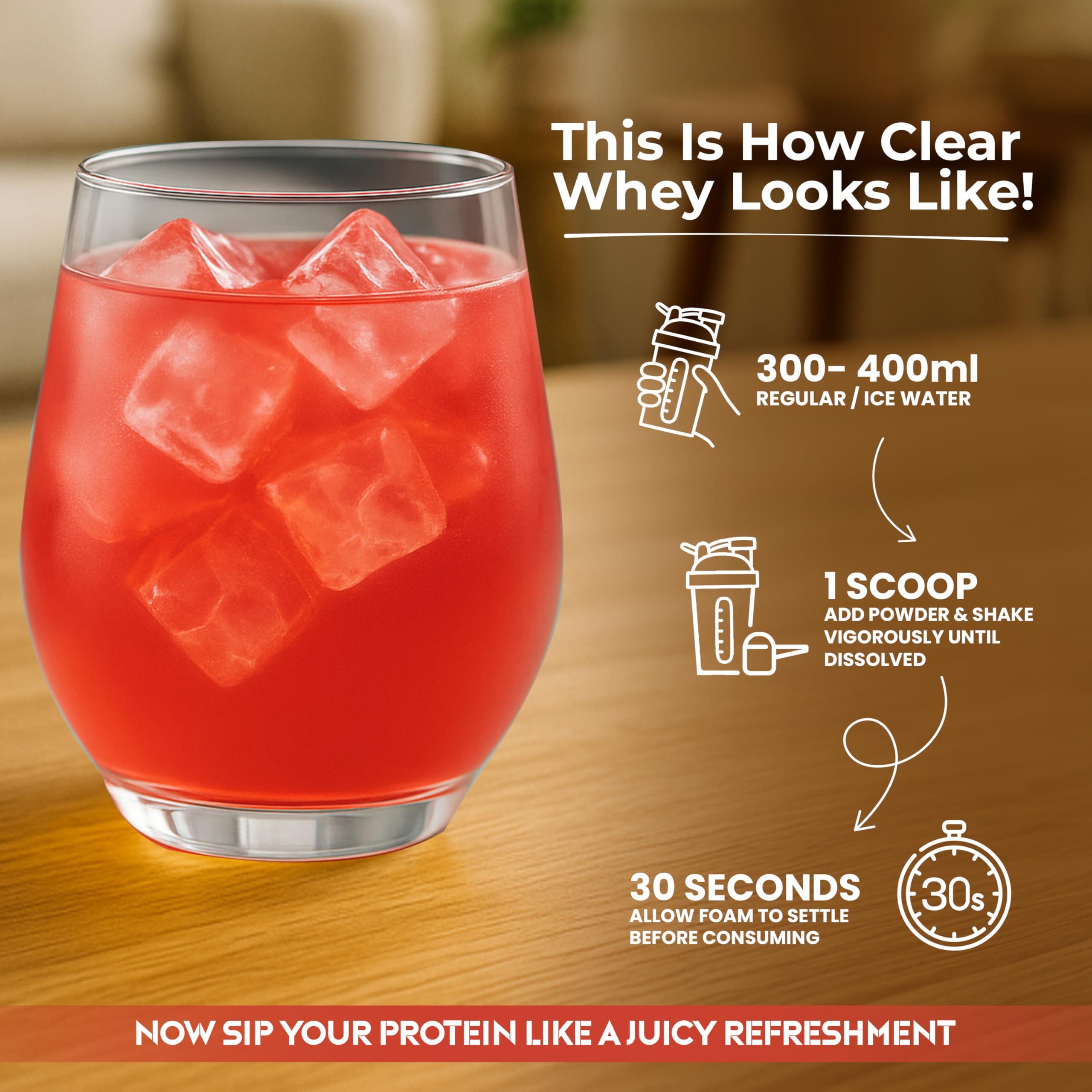 Protyze Protyze Anytime Clear Whey Protein Isolate | 24 g Protein/Scoop | 7.2 g BCAA | Gluten-Free | Low Carb | Light and Refreshing | Muscle Growth & Recovery (15 Servings, Strawberry Kiwi)