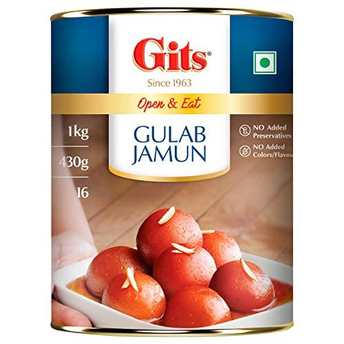 Gits Gits Ready to Eat Desserts Gulab Jamun Tin 1 Kg + Soan Papdi Pack of 2 X 250g