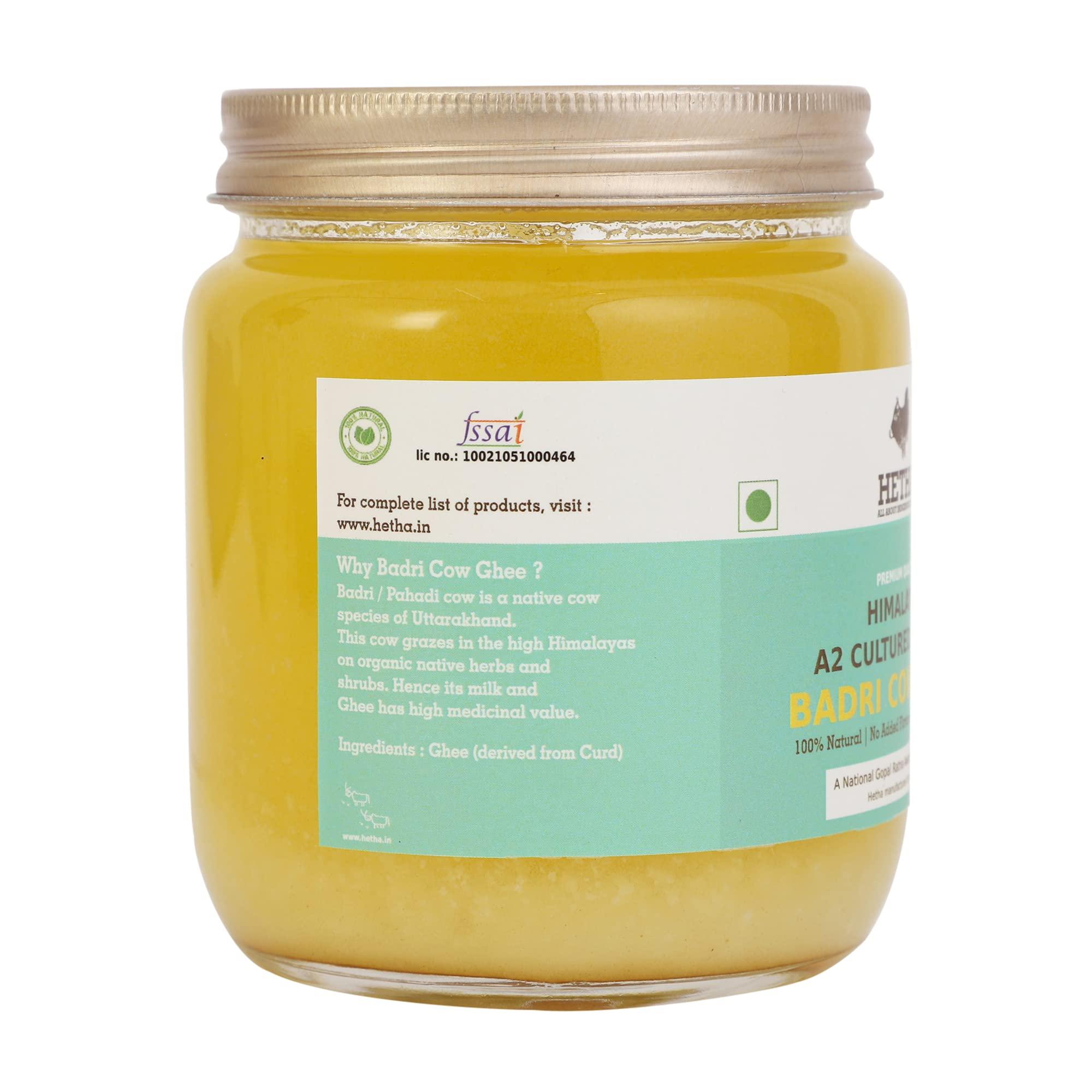 Hetha Hetha Organics Himalayan Pahadi/Badri Desi Cow Bilona A2 Cultured Ghee Made In Brass Utensil (Peetal Kadhai) Single Origin - 500Ml