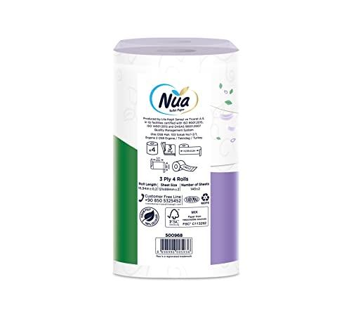 Nua Nua Super Soft Perfumed Toilet Paper - 150 Sheets x 3 Ply, Pack of 4 Rolls | Cushiony soft