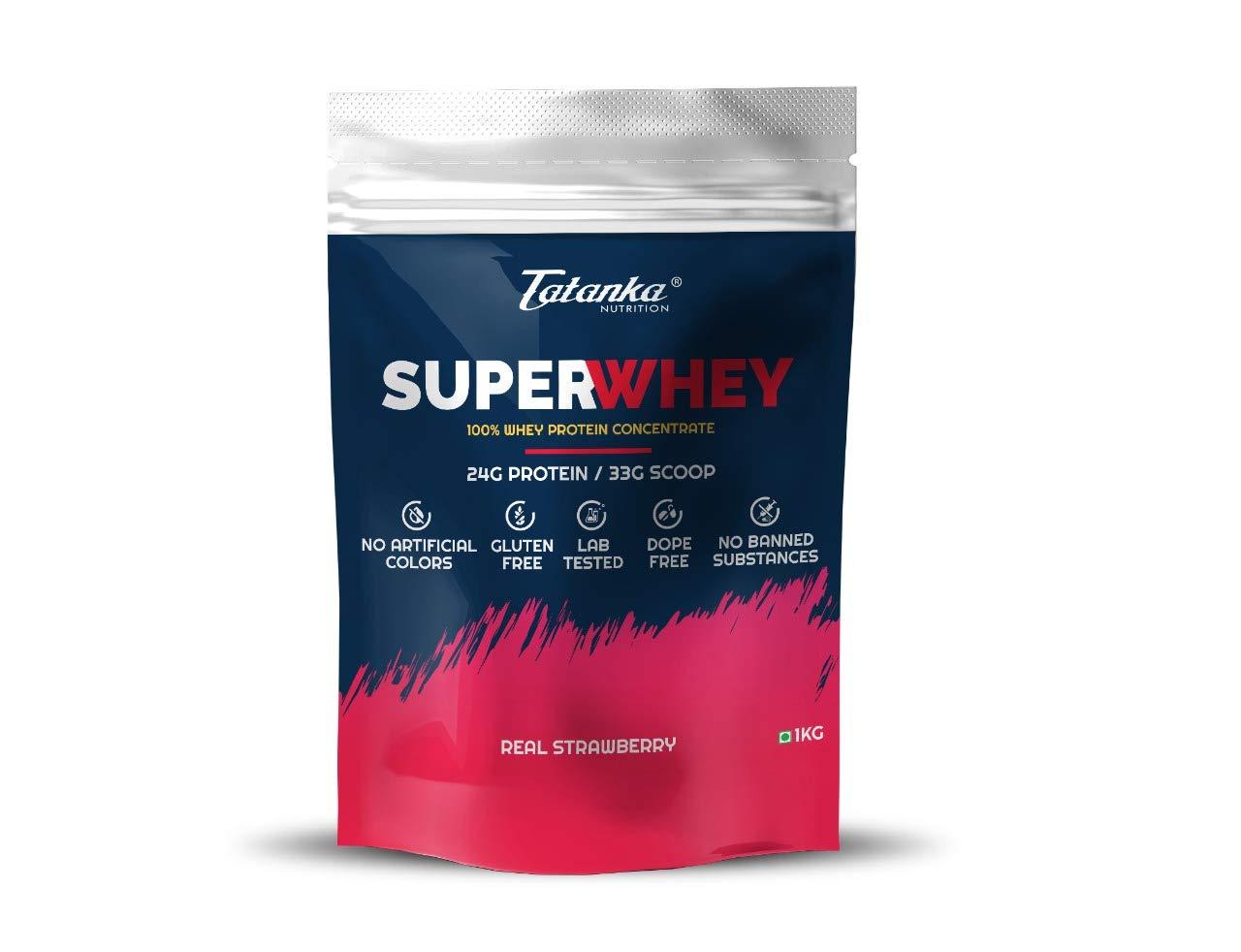 Tatanka Nutrition Tatanka Nutrition Super Whey Protein | 24G Protein | 30 SERVINGS | NATURAL COLOURS |ZERO PRESERVATIVES | 1KG (Real Strawberry)