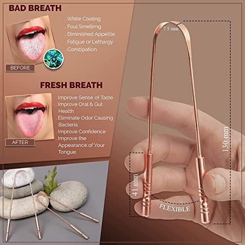 Episkey EPISKEY Ayurveda Copper Tongue Scraper Cleaner | Perfect Surgical Tongue Scraper | Best Remedy for Bad Breath | Maintains Oral Hygiene | Thick Safe Blunt Edges | Comfortable Grip(PACK OF 2)