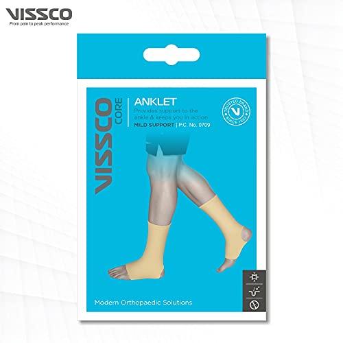 Vissco Vissco Anklet, Ankle Support for Injured Ankles, Arthritic Pain, Swelling, Stiff Joints, Pain Reliever for Strained or Sprained Ankles - Large (Beige)