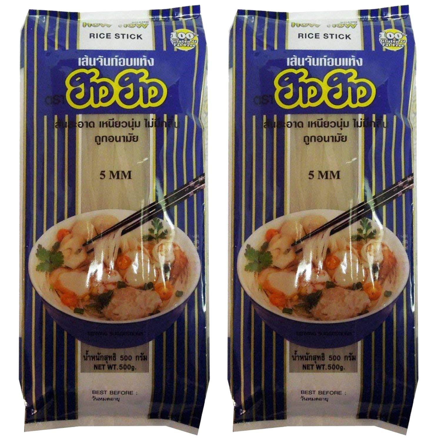 How-How How-How 5Mm Rice Stick Noodles, 17.64 Oz 500G, 2 Pack, Vegetarian